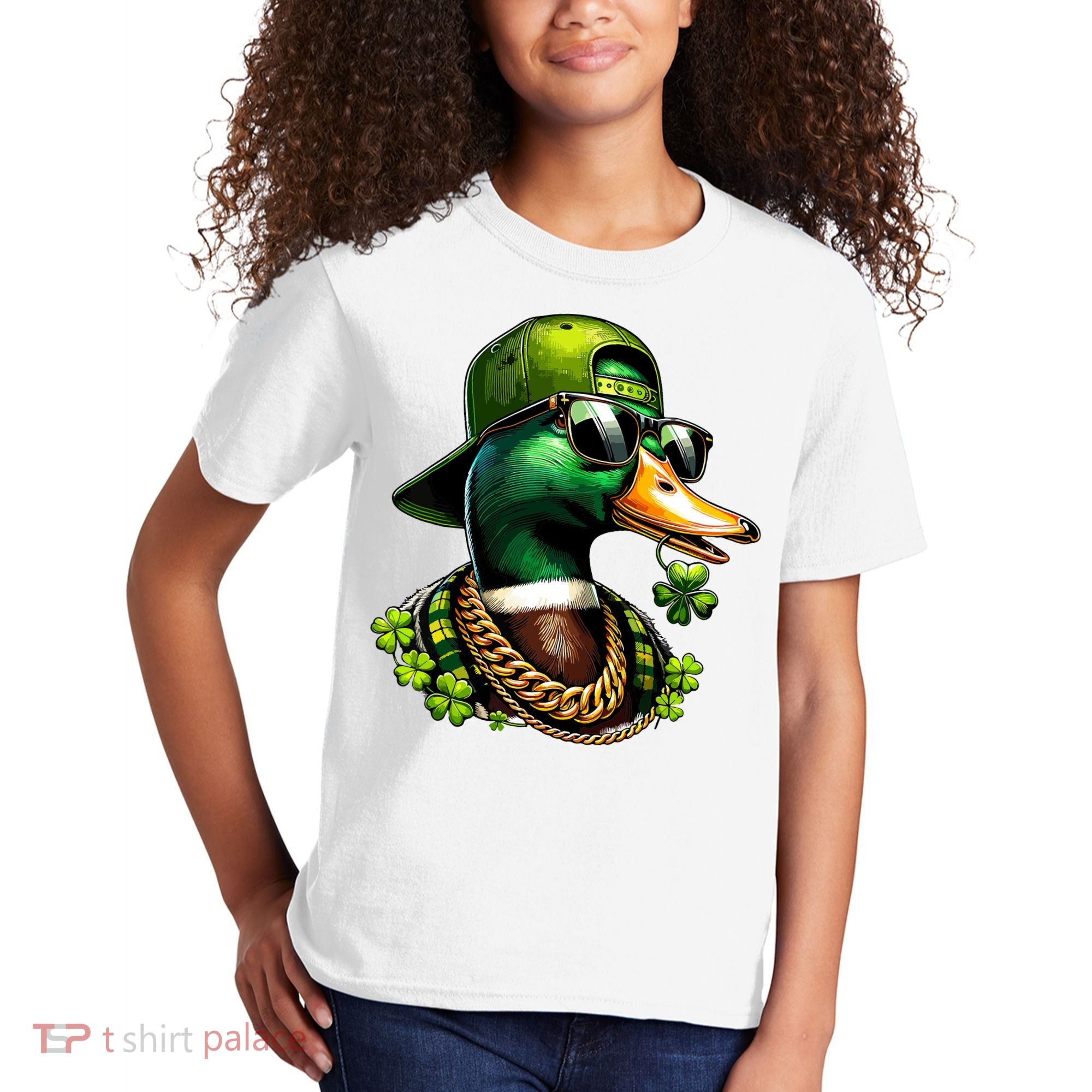 Saint Patricks Call Me Lucky Mallard Duck St Patricks Day Kids T-Shirt