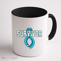 Survivor Prostate Cancer Awareness Blue Ribbon Graphic Gift Coffee Mug thumb 1
