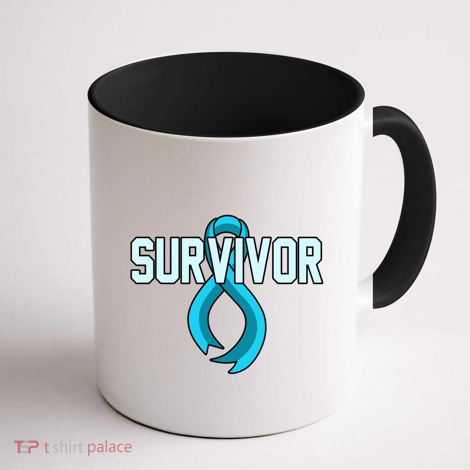Survivor Prostate Cancer Awareness Blue Ribbon Graphic Gift Coffee Mug