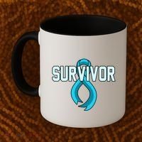 Survivor Prostate Cancer Awareness Blue Ribbon Graphic Gift Coffee Mug thumb 2