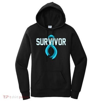 Survivor Prostate Cancer Awareness Blue Ribbon Graphic Gift Women's Hoodie