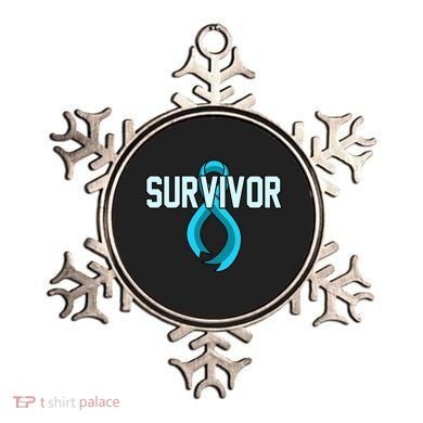Survivor Prostate Cancer Awareness Blue Ribbon Graphic Gift Ornament