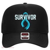 Survivor Prostate Cancer Awareness Blue Ribbon Graphic Gift Hat thumb 0
