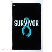 Survivor Prostate Cancer Awareness Blue Ribbon Graphic Gift Golf Towel thumb 0