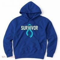 Survivor Prostate Cancer Awareness Blue Ribbon Graphic Gift Hoodie thumb 0