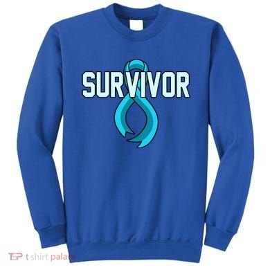 Survivor Prostate Cancer Awareness Blue Ribbon Graphic Gift Sweatshirt