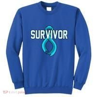 Survivor Prostate Cancer Awareness Blue Ribbon Graphic Gift Sweatshirt thumb 0