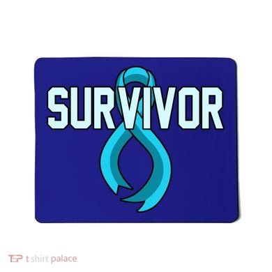 Survivor Prostate Cancer Awareness Blue Ribbon Graphic Gift Mousepad