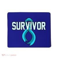 Survivor Prostate Cancer Awareness Blue Ribbon Graphic Gift Mousepad thumb 0