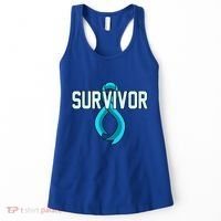 Survivor Prostate Cancer Awareness Blue Ribbon Graphic Gift Women's Tank Top thumb 0