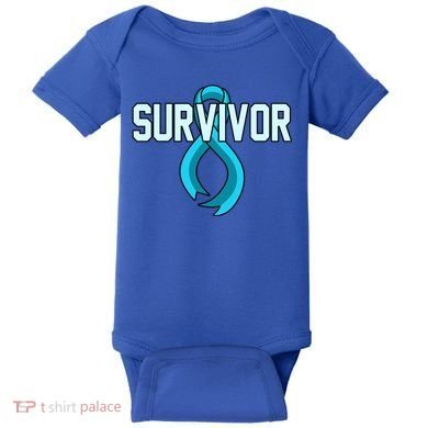 Survivor Prostate Cancer Awareness Blue Ribbon Graphic Gift Baby Bodysuit