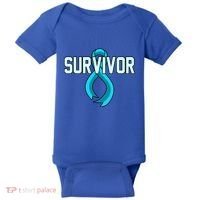 Survivor Prostate Cancer Awareness Blue Ribbon Graphic Gift Baby Bodysuit thumb 0