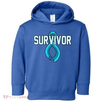Survivor Prostate Cancer Awareness Blue Ribbon Graphic Gift Toddler Hoodie