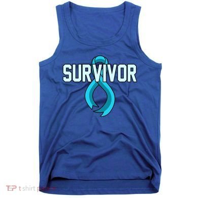 Survivor Prostate Cancer Awareness Blue Ribbon Graphic Gift Tank Top