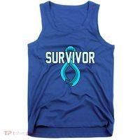 Survivor Prostate Cancer Awareness Blue Ribbon Graphic Gift Tank Top thumb 0