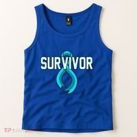 Survivor Prostate Cancer Awareness Blue Ribbon Graphic Gift Tank Top thumb 2