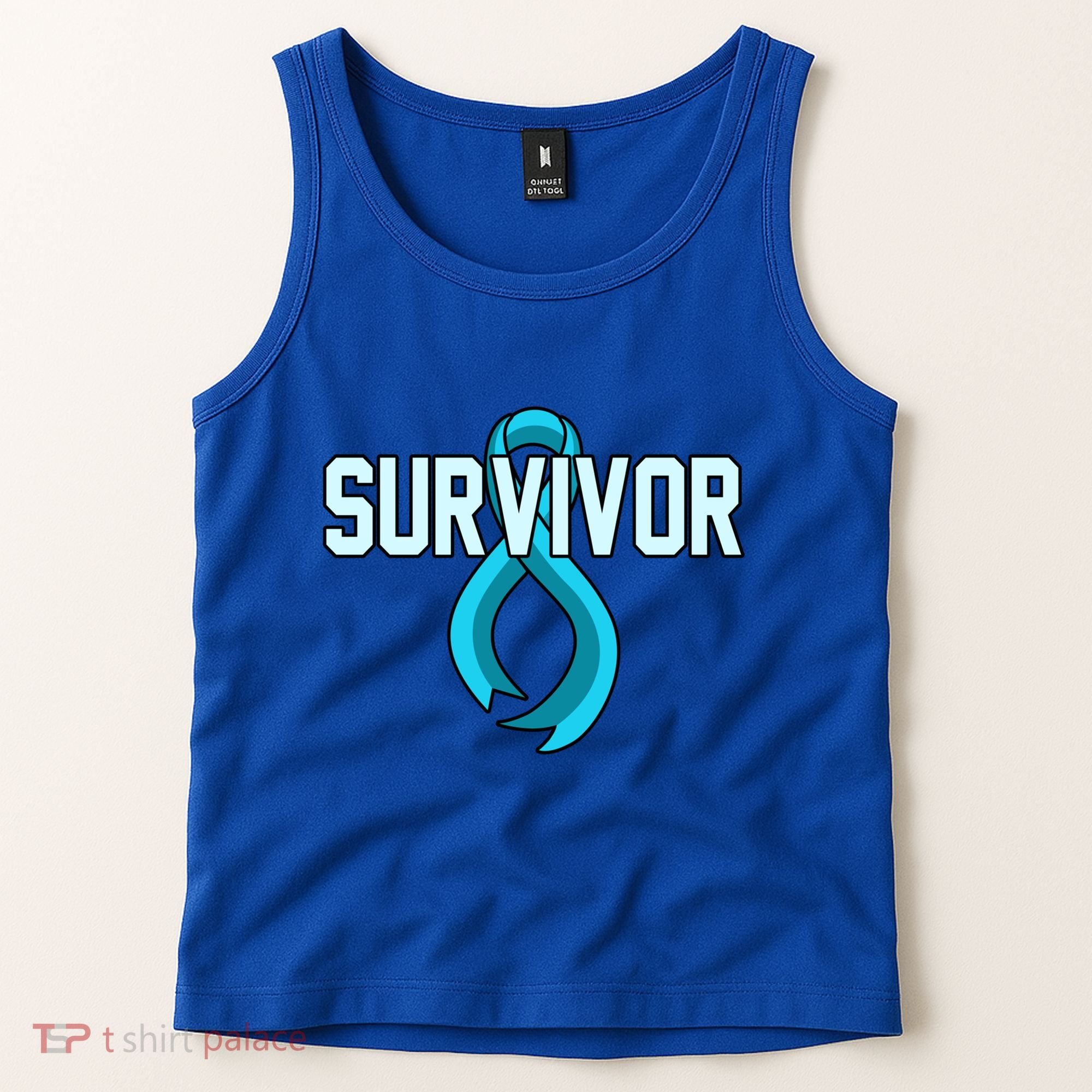 Survivor Prostate Cancer Awareness Blue Ribbon Graphic Gift Tank Top