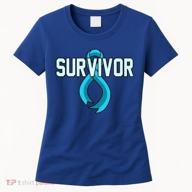 Survivor Prostate Cancer Awareness Blue Ribbon Graphic Gift Women's T-Shirt