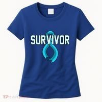 Survivor Prostate Cancer Awareness Blue Ribbon Graphic Gift Women's T-Shirt thumb 0