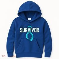 Survivor Prostate Cancer Awareness Blue Ribbon Graphic Gift Kids Hoodie thumb 0