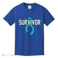Survivor Prostate Cancer Awareness Blue Ribbon Graphic Gift Kids T-Shirt thumb 0
