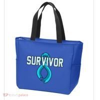 Survivor Prostate Cancer Awareness Blue Ribbon Graphic Gift Tote Bag thumb 3