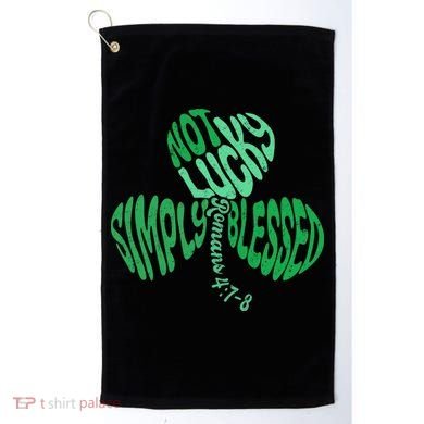 St Patrick's Clover Day Not Lucky Simply Blessed Romans 4:7-8 Golf Towel