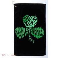 St Patrick's Clover Day Not Lucky Simply Blessed Romans 4:7-8 Golf Towel thumb 0