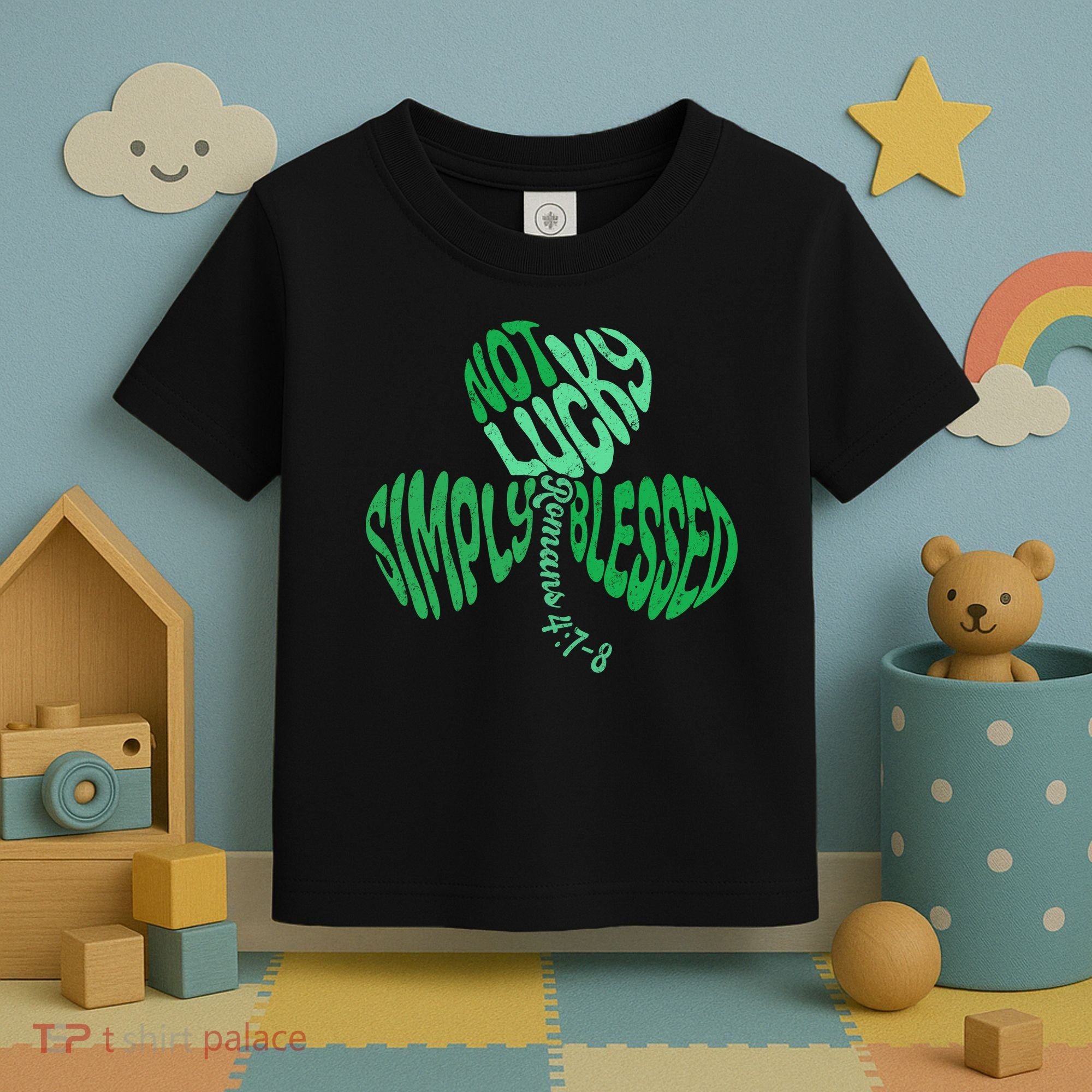 St Patrick's Clover Day Not Lucky Simply Blessed Romans 4:7-8 Toddler T-Shirt