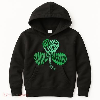 St Patrick's Clover Day Not Lucky Simply Blessed Romans 4:7-8 Kids Hoodie