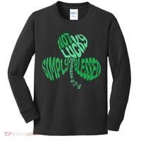 St Patrick's Clover Day Not Lucky Simply Blessed Romans 4:7-8 Kids Long Sleeve Shirt thumb 0