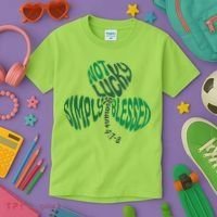 St Patrick's Clover Day Not Lucky Simply Blessed Romans 4:7-8 Kids T-Shirt thumb 3