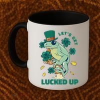 St Patricks Day Let's Get Lucked Up Frog Coffee Mug thumb 2