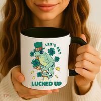 St Patricks Day Let's Get Lucked Up Frog Coffee Mug thumb 3
