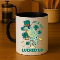 St Patricks Day Let's Get Lucked Up Frog Coffee Mug thumb 4