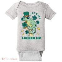 St Patricks Day Let's Get Lucked Up Frog Baby Bodysuit thumb 0