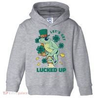 St Patricks Day Let's Get Lucked Up Frog Toddler Hoodie thumb 0