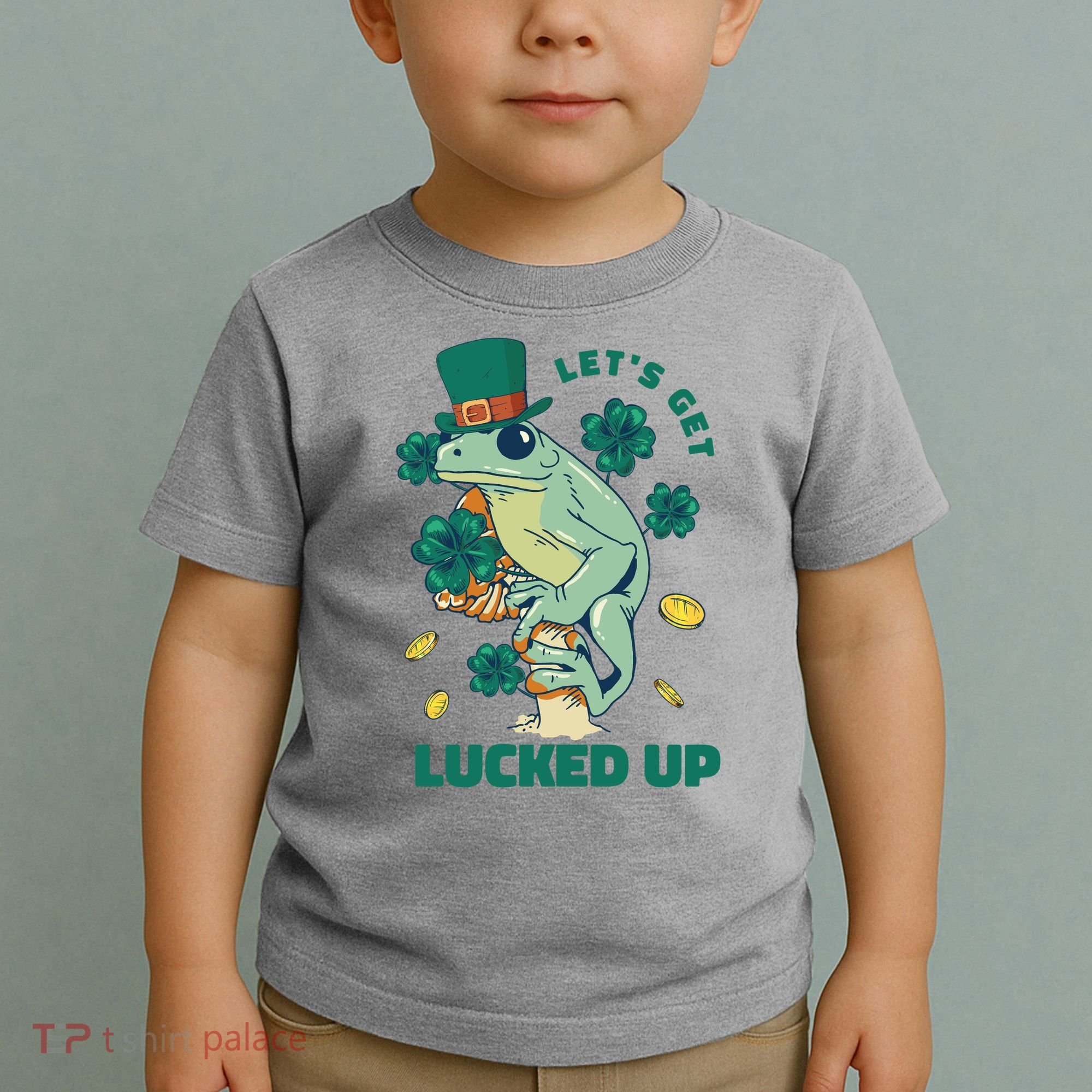 St Patricks Day Let's Get Lucked Up Frog Toddler T-Shirt