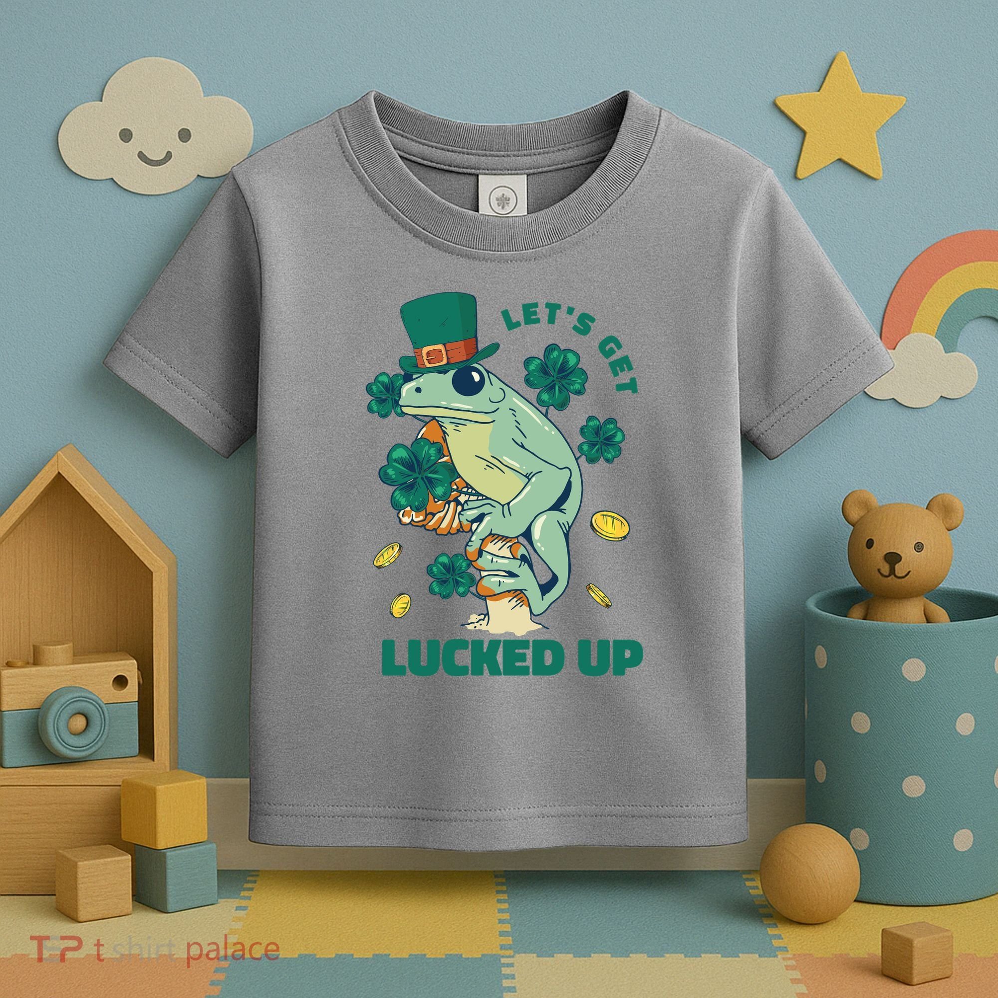 St Patricks Day Let's Get Lucked Up Frog Toddler T-Shirt