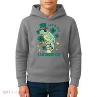 St Patricks Day Let's Get Lucked Up Frog Kids Hoodie thumb 4