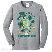 St Patricks Day Let's Get Lucked Up Frog Kids Long Sleeve Shirt thumb 0