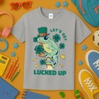 St Patricks Day Let's Get Lucked Up Frog Kids T-Shirt thumb 3