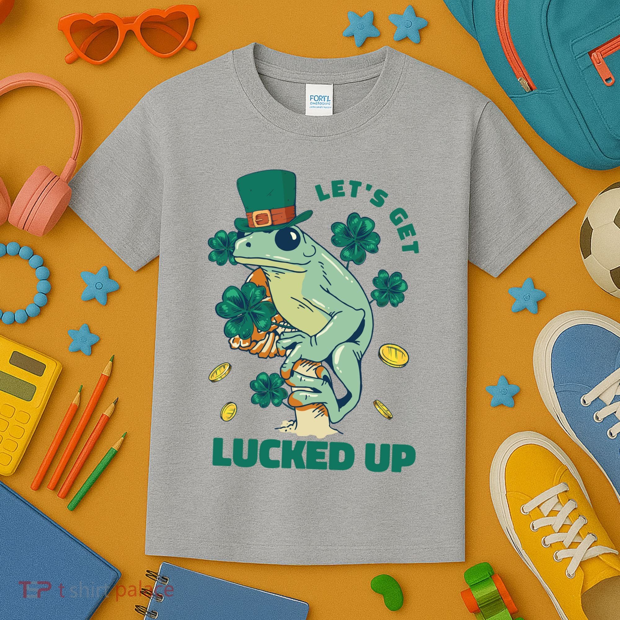 St Patricks Day Let's Get Lucked Up Frog Kids T-Shirt
