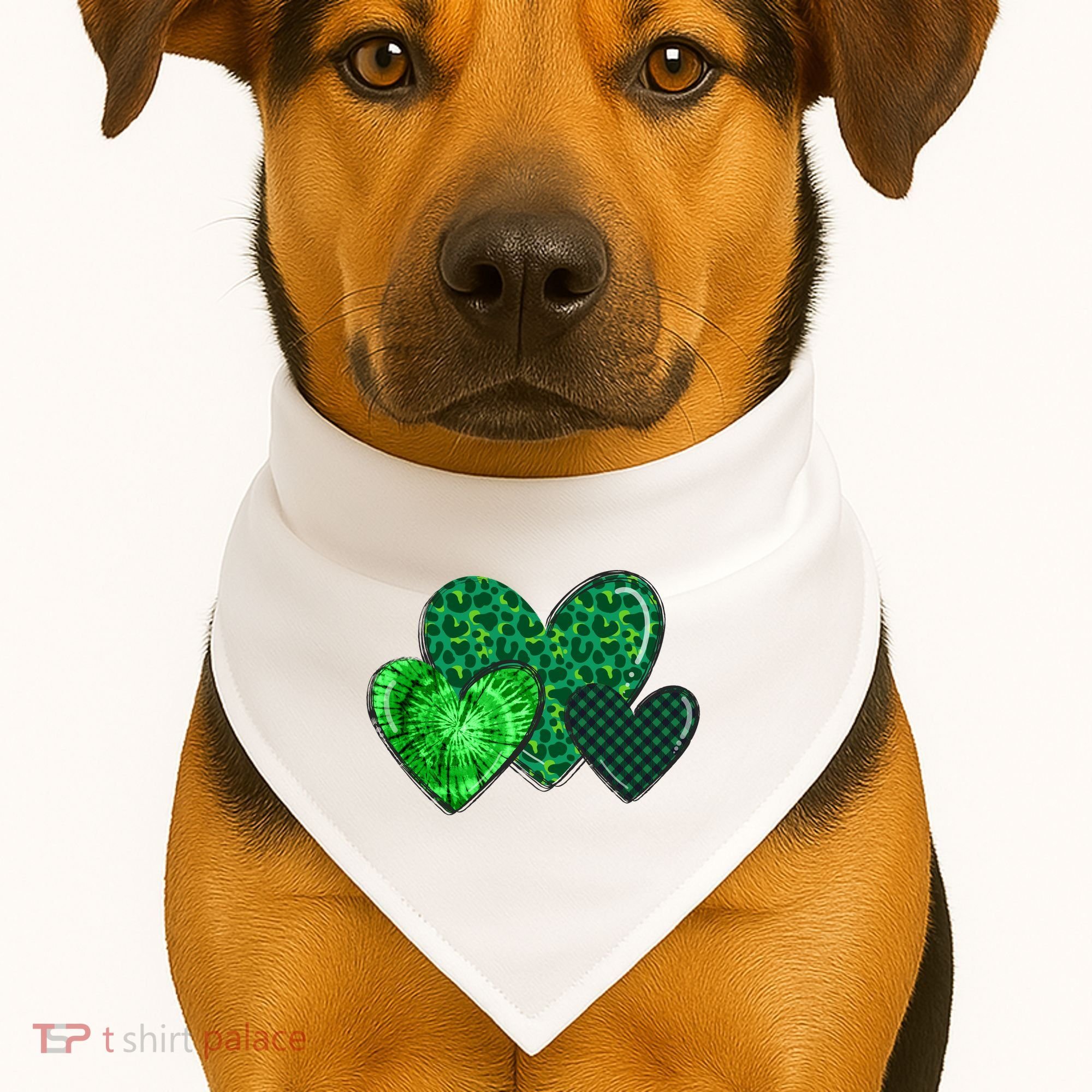 St Patricks Day Festive Heart USA-Made Doggie Bandana