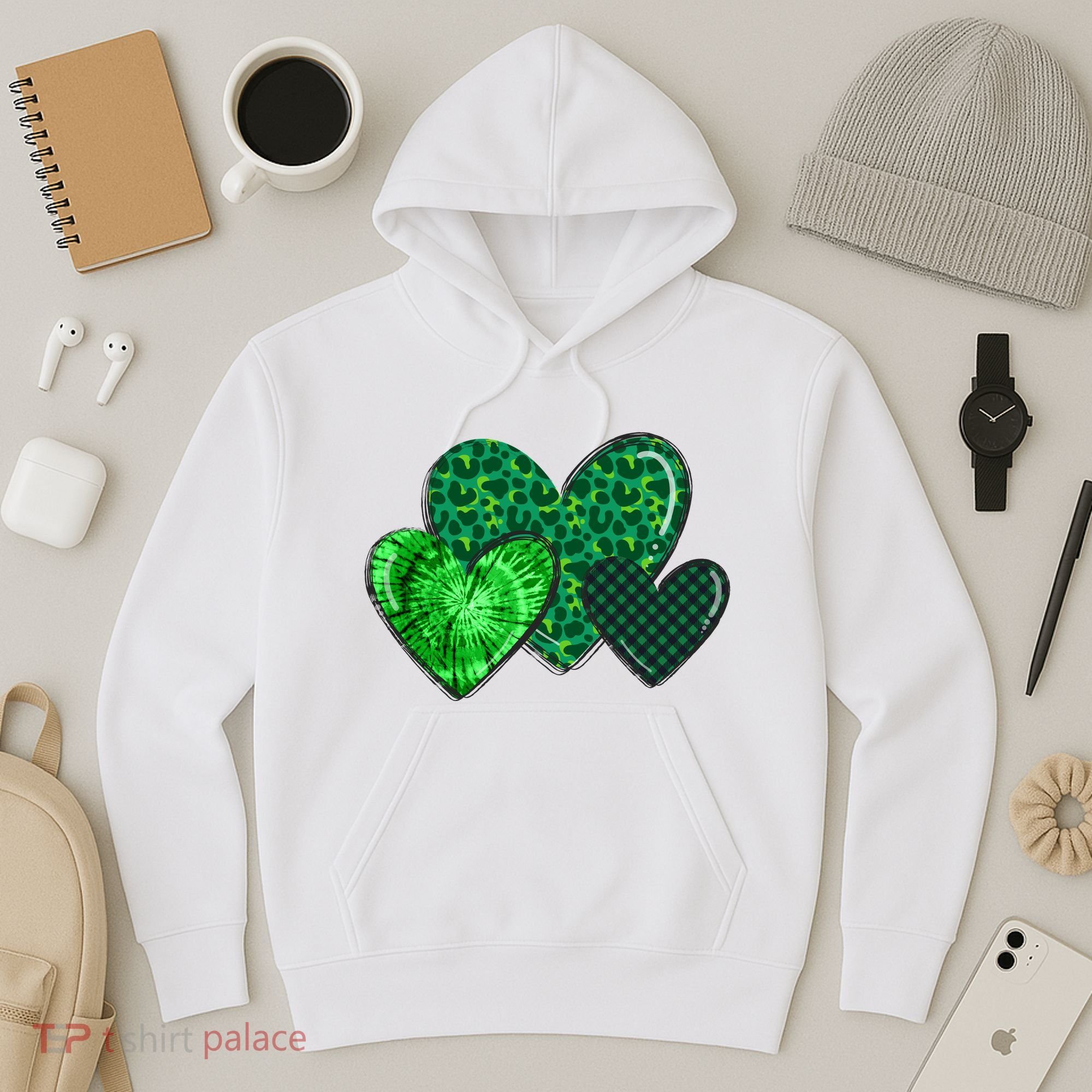 St Patricks Day Festive Heart Hoodie