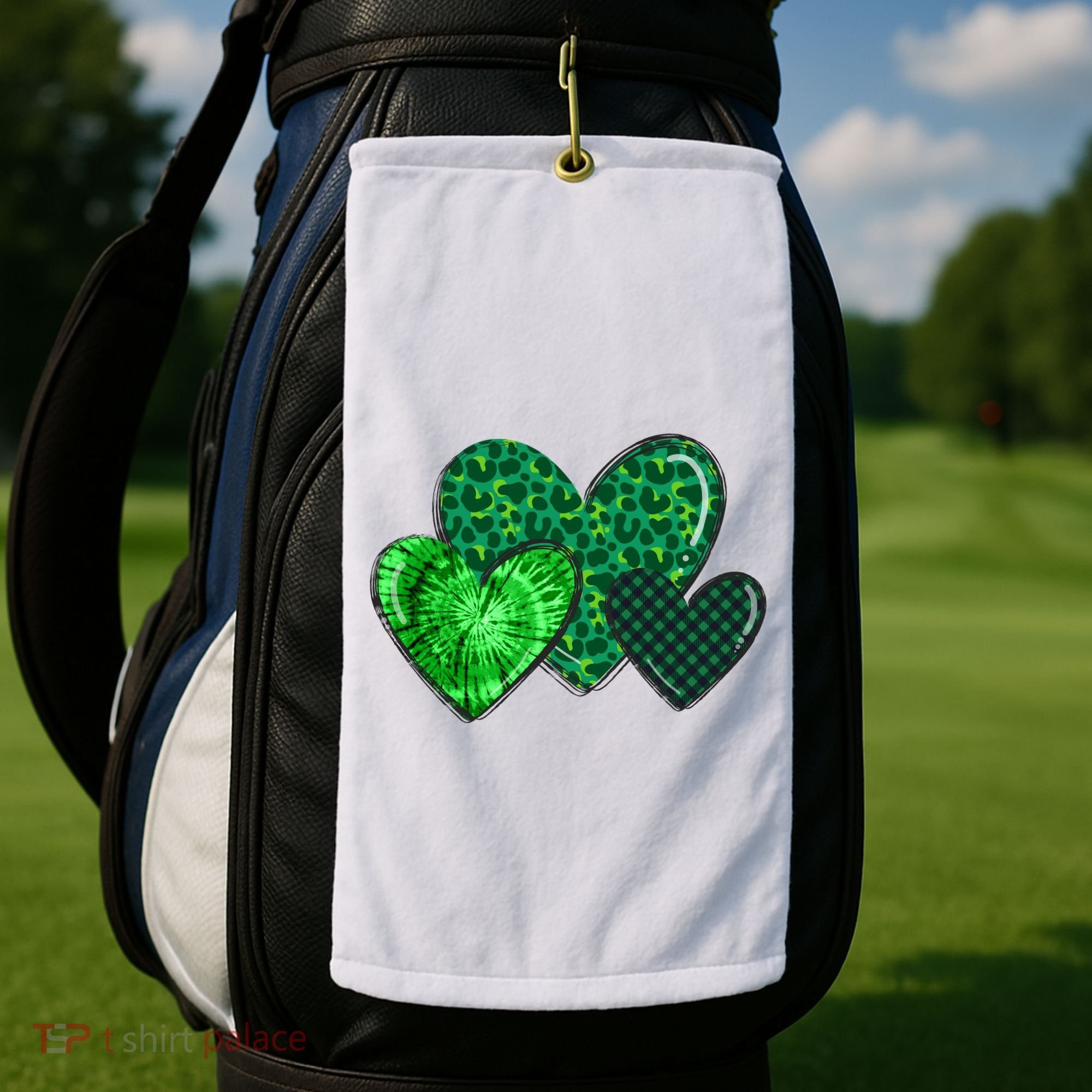 St Patricks Day Festive Heart Golf Towel
