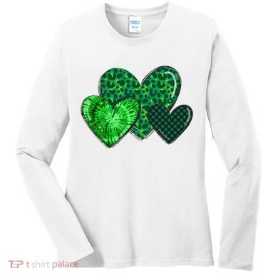 St Patricks Day Festive Heart Women's Long Sleeve Shirt