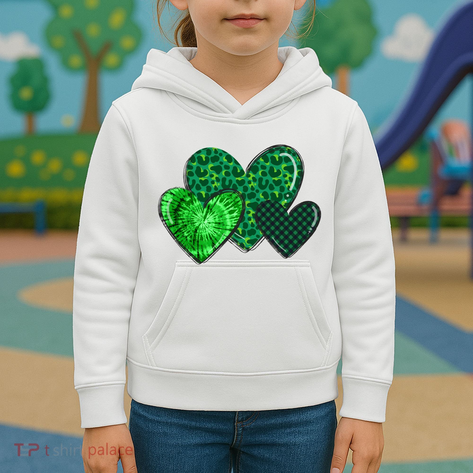 St Patricks Day Festive Heart Kids Hoodie