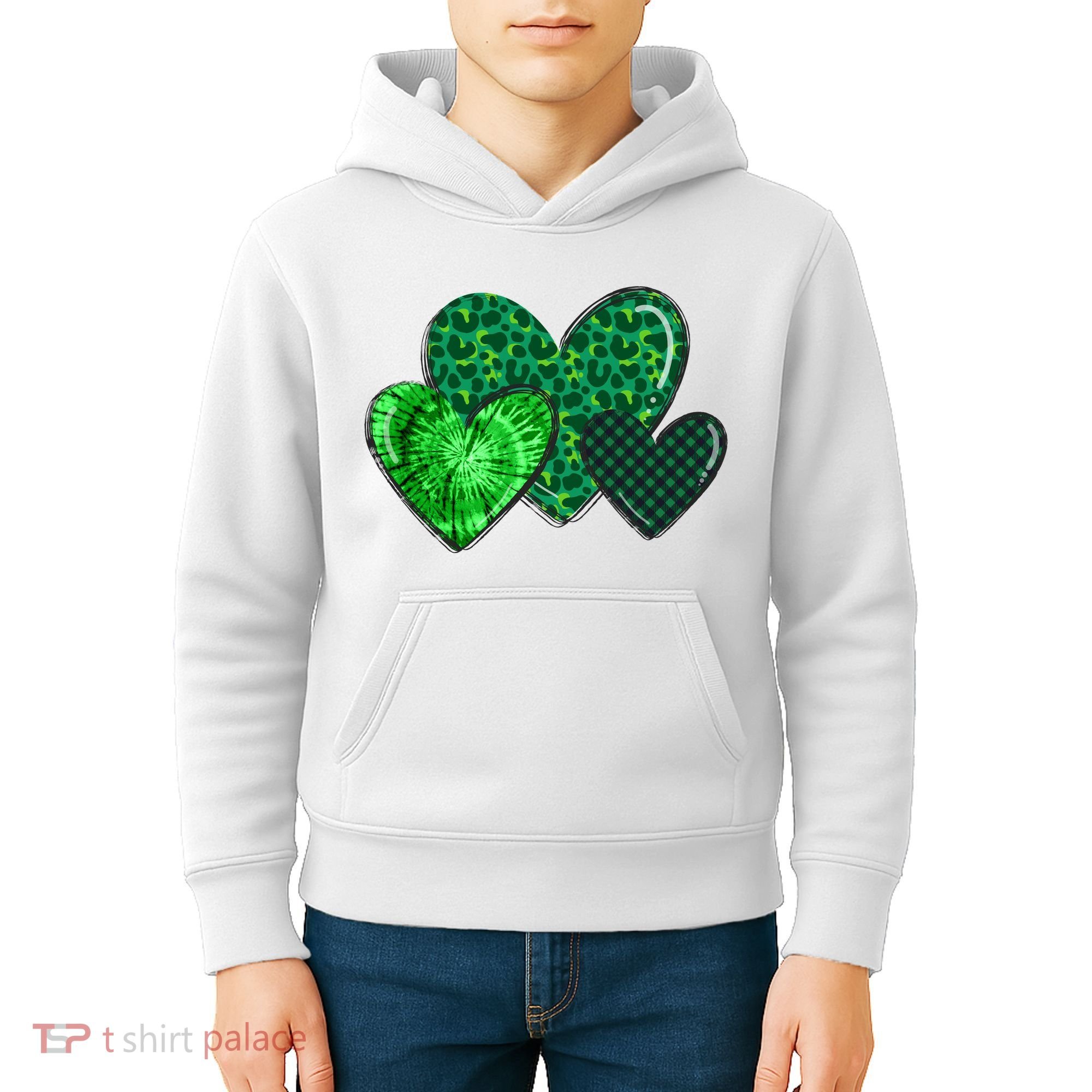St Patricks Day Festive Heart Kids Hoodie