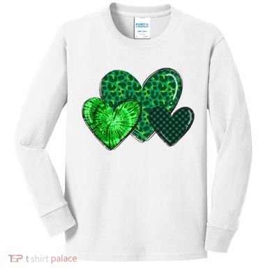 St Patricks Day Festive Heart Kids Long Sleeve Shirt